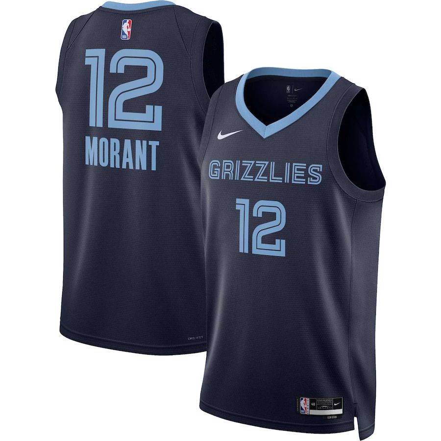 Men Memphis Grizzlies #12 Ja Morant Nike Navy Icon Edition 2022-23 Swingman NBA Jersey->minnesota timberwolves->NBA Jersey
